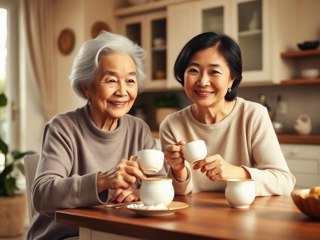 Caregiver and senior sharing a warm moment of connection