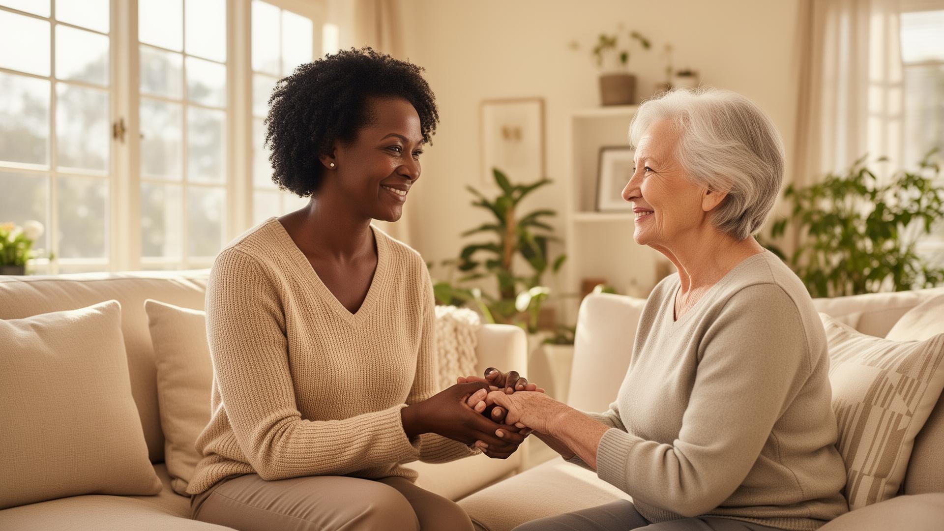 Bloom Home Care caregiver greeting a family at their front door