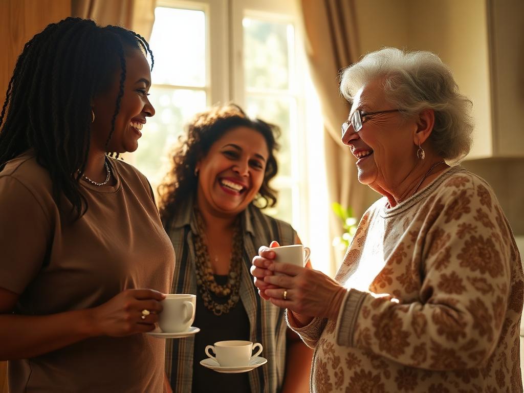 Home care in Katy, TX — caregiver sharing a warm moment over tea